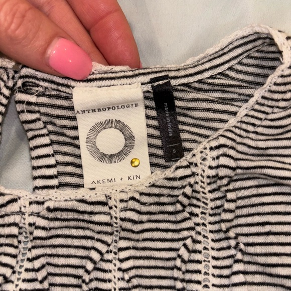 AKENI + KIN ANTHRO black and white striped baby doll tank top SMALL - Picture 3 of 8